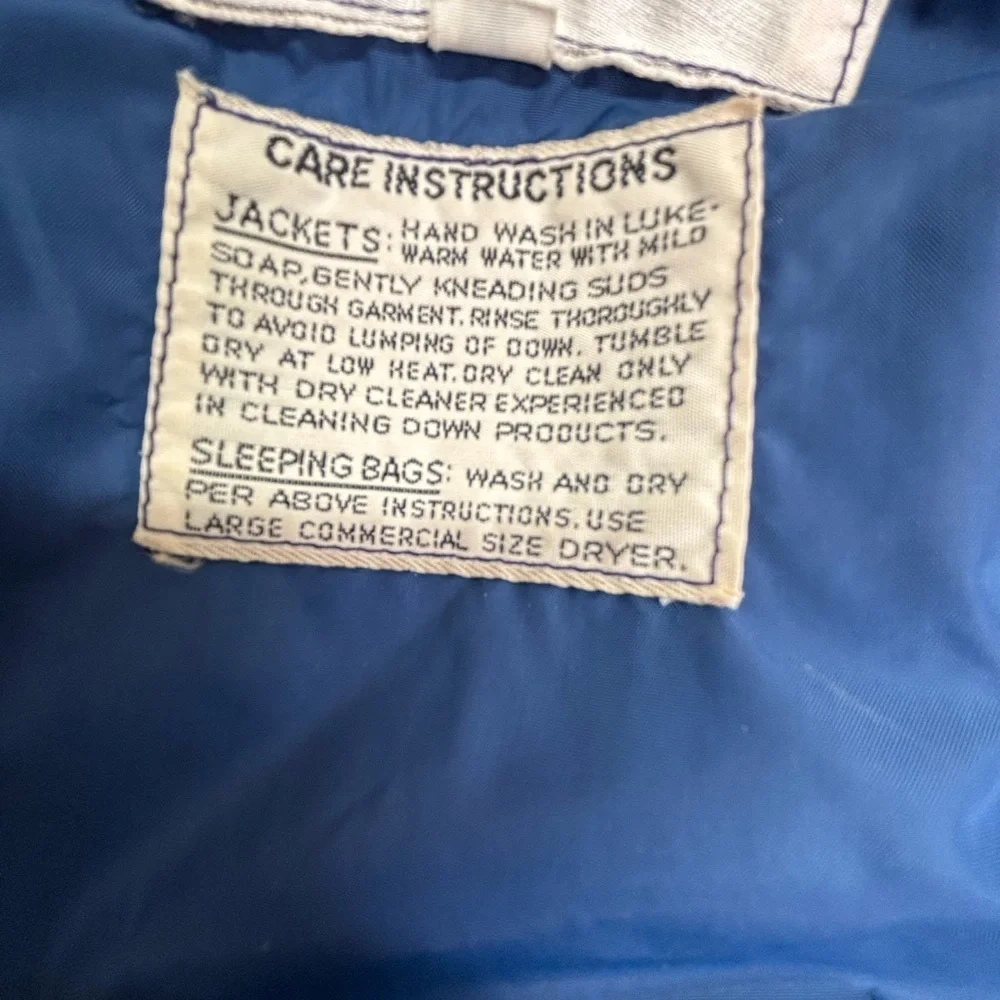 Vintage 70s 80s The North Face Down Parka Jacket XL Made in USA Tan Blue